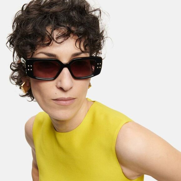 Valentino Women Sunglasses Black Gold Rose Square V - CINQUE VLS-108A-53